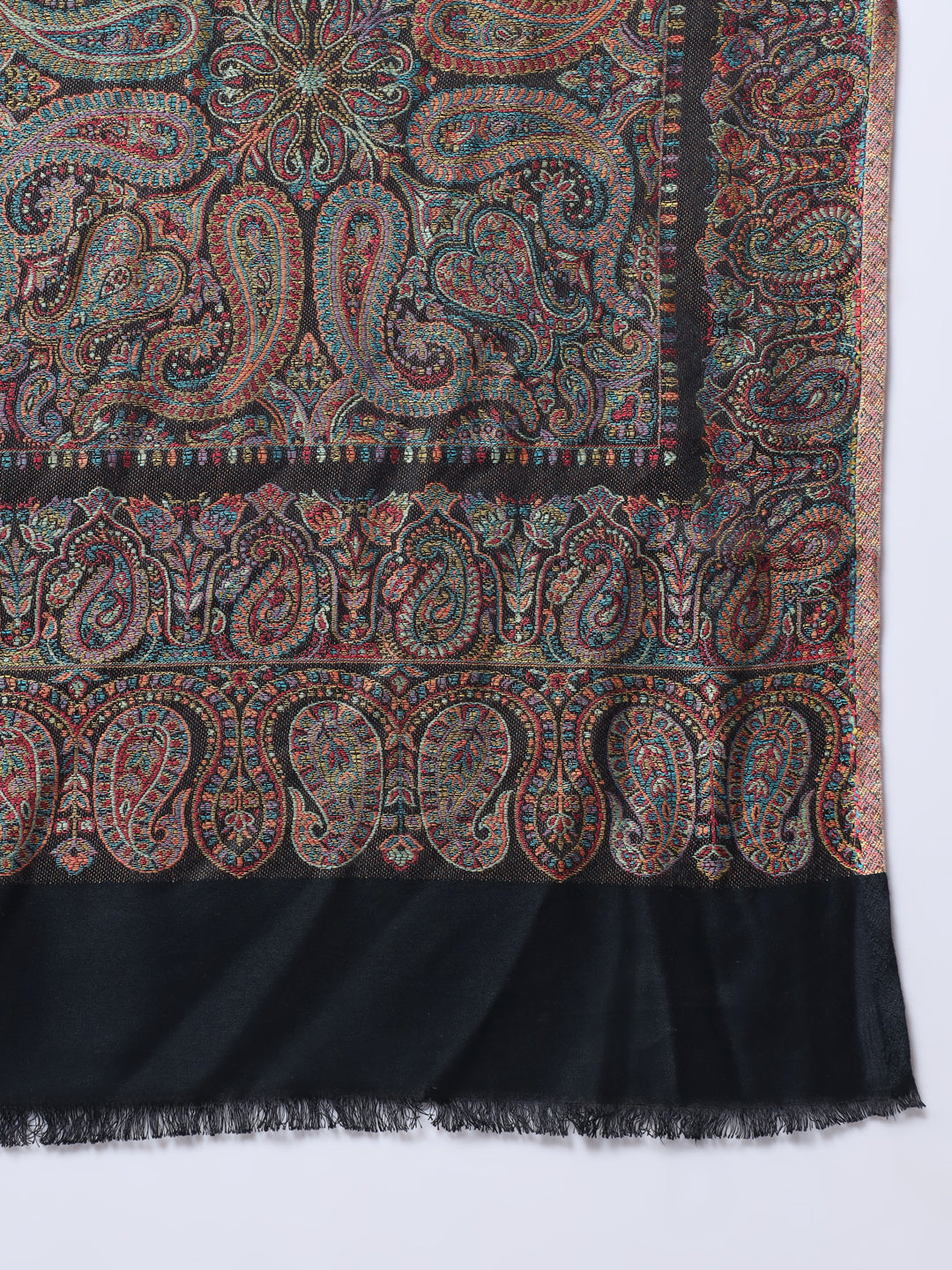 Women Woven Design Modal Shawl | Black