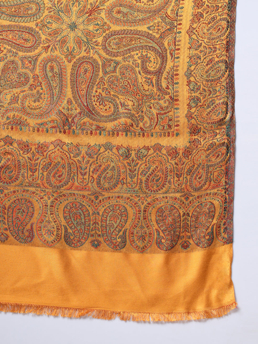Women Paisley Design Woven Modal Shawl | Mustard