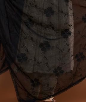 Pure Cotton Self Embroidery Dupatta for Men | Black - view 5