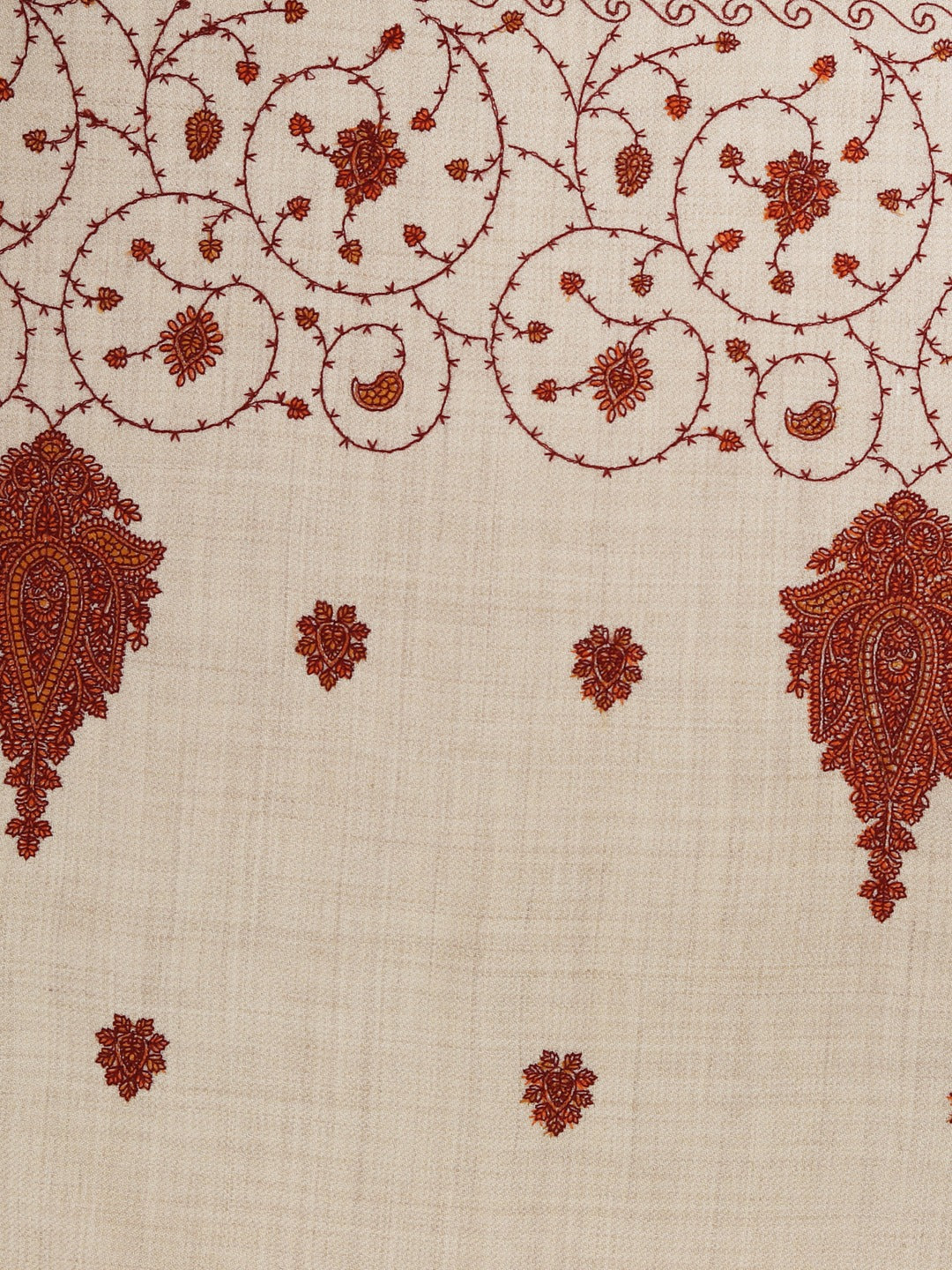 Fine Embroidery Paper Mache Kashmiri Wool Shawl for Men | Cream - photo 5