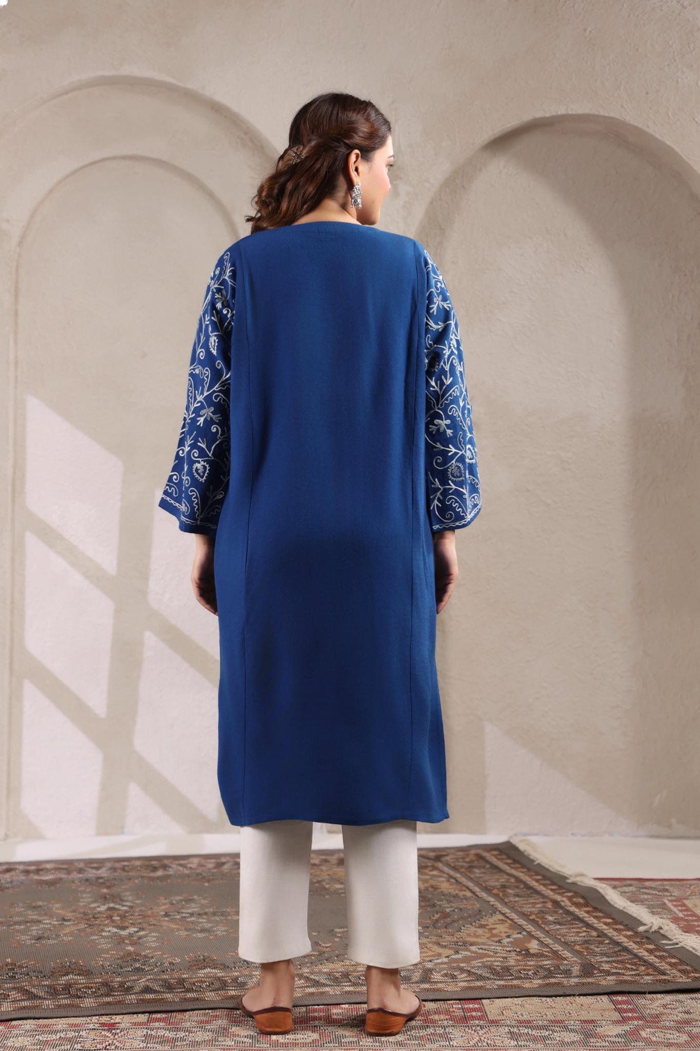 Chinar Embroidery Kashmiri Pheran | Blue