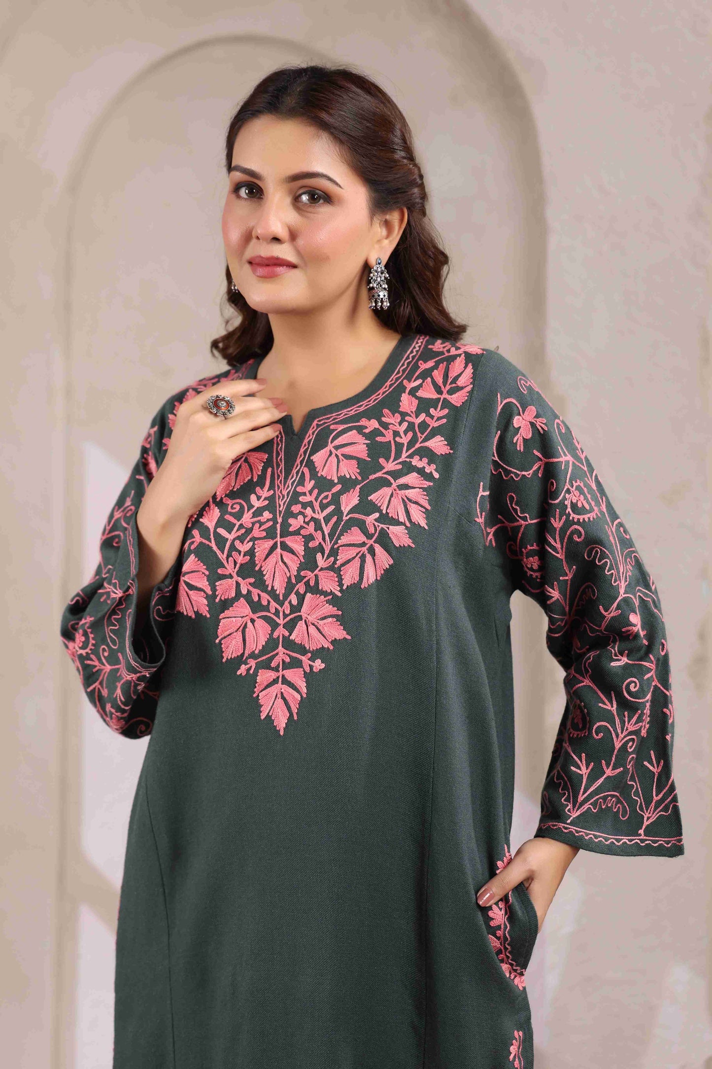 Chinar Embroidery Kashmiri Pheran | Grey