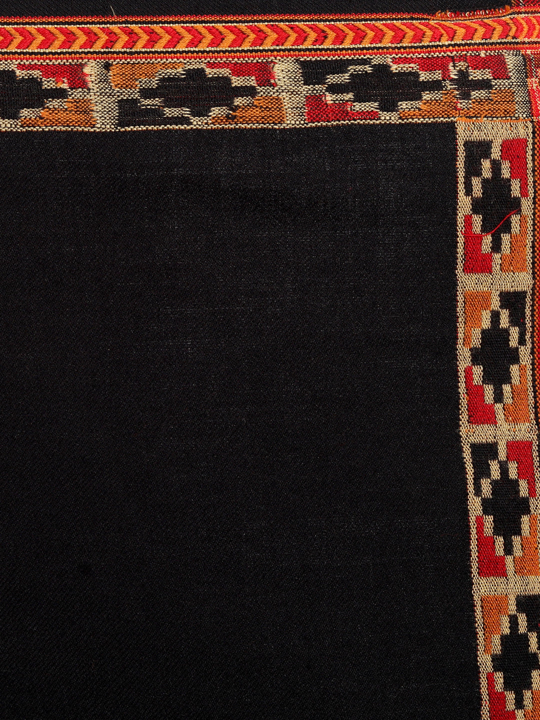 Kullu Himalayan Striped Border Shawl for Women | Black