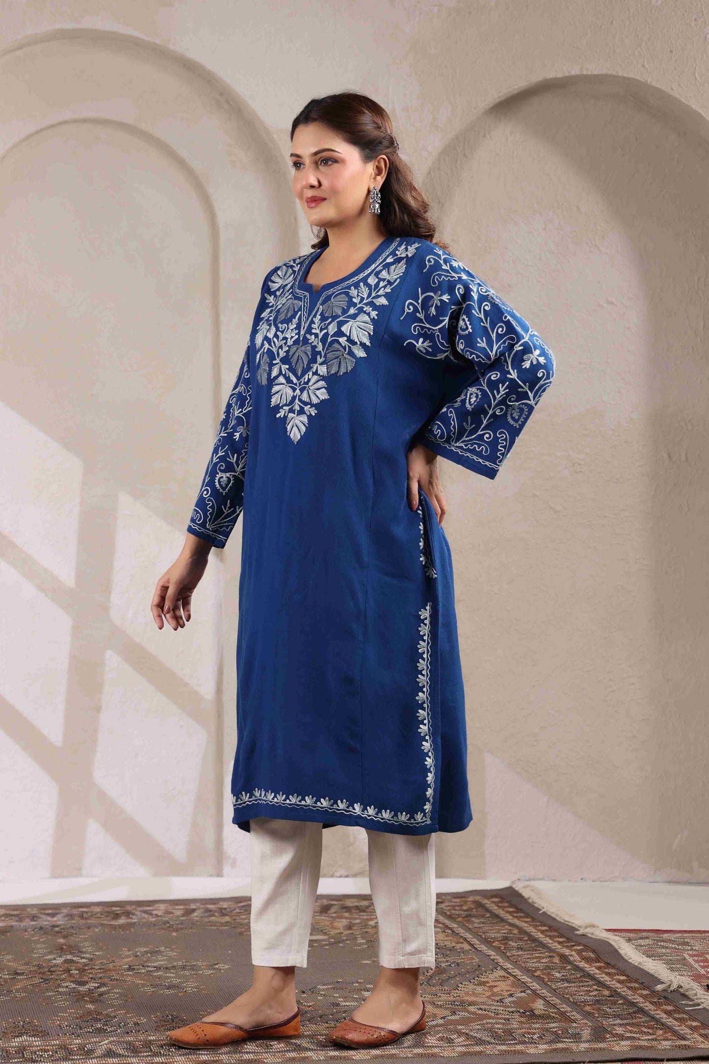 Chinar Embroidery Kashmiri Pheran | Blue