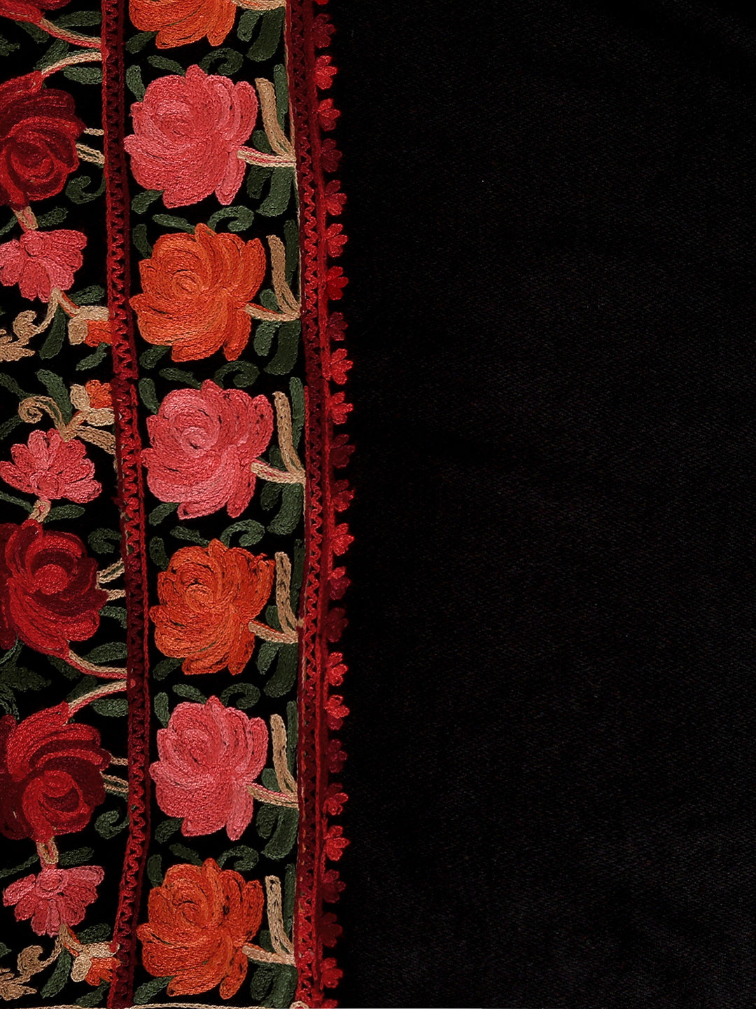 Men's Traditional Kashmiri Embroidered Jaal Stole | Black