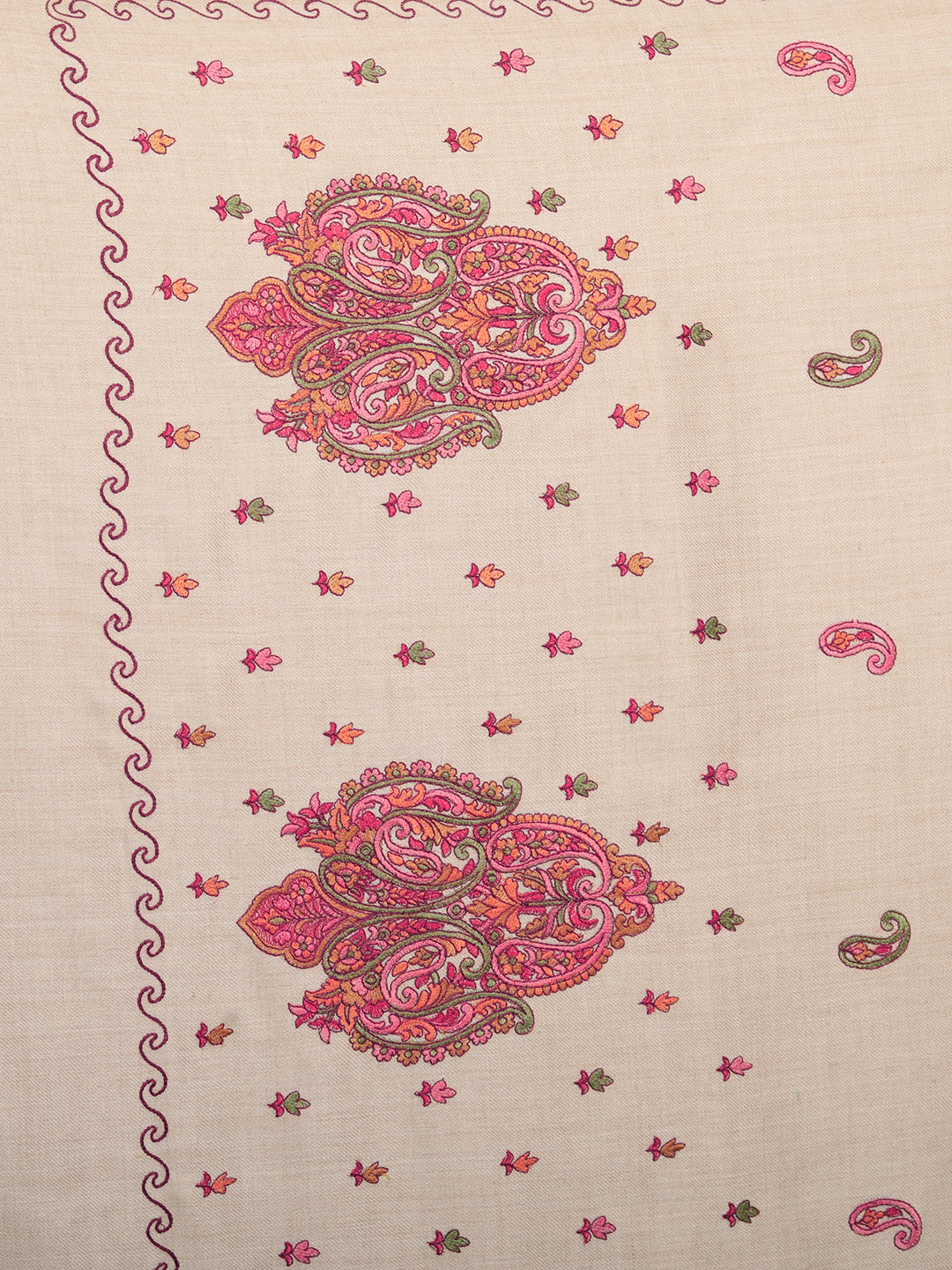 Fine Embroidery Paper Mache Kashmiri Wool Shawl | Brown