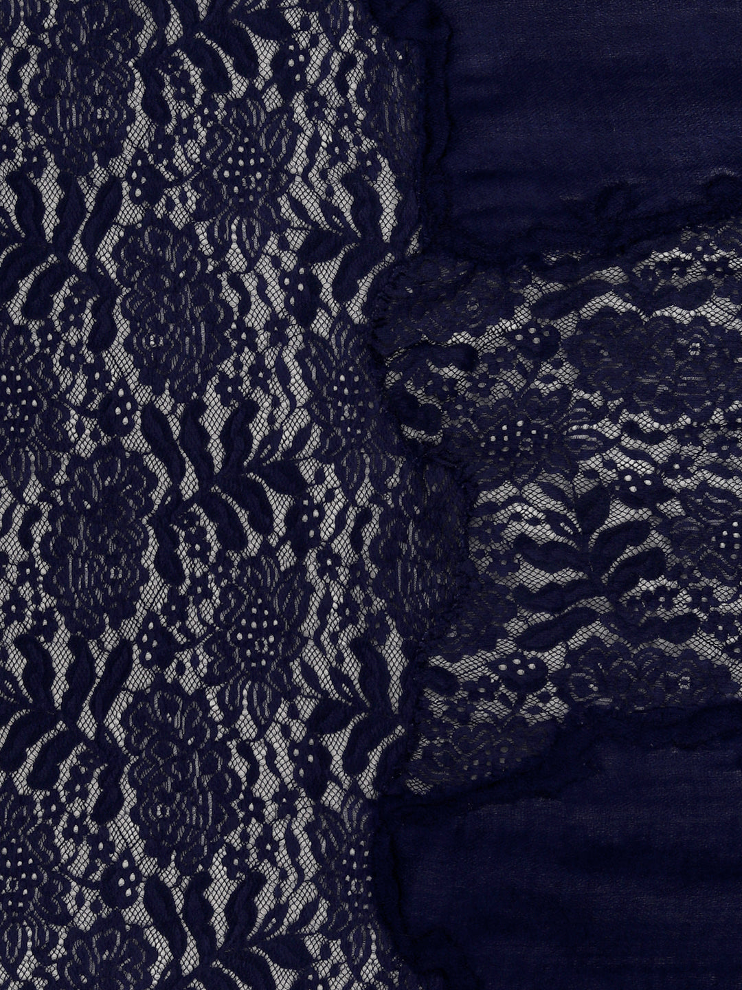 Pure Fine Wool Woolen Stole for Women with Lace Endings | Blue