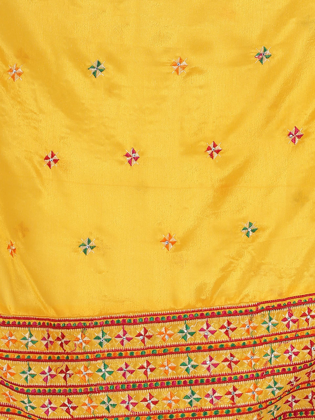 Punjabi Phulkari Dupatta for Men with Heavy Embroidery Border | Yellow