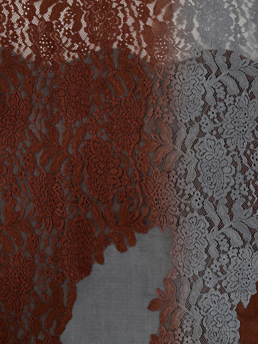 Pure Fine Wool Woolen Stole for Women with Lace Endings | Brown