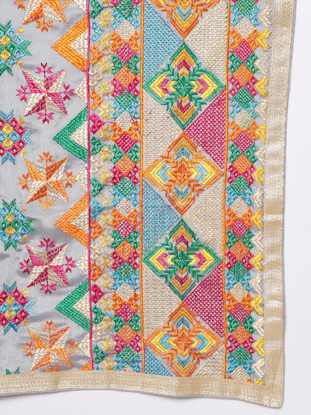 Punjabi Bagh Phulkari Dupatta for Men with Heavy Embroidery | Multicolor