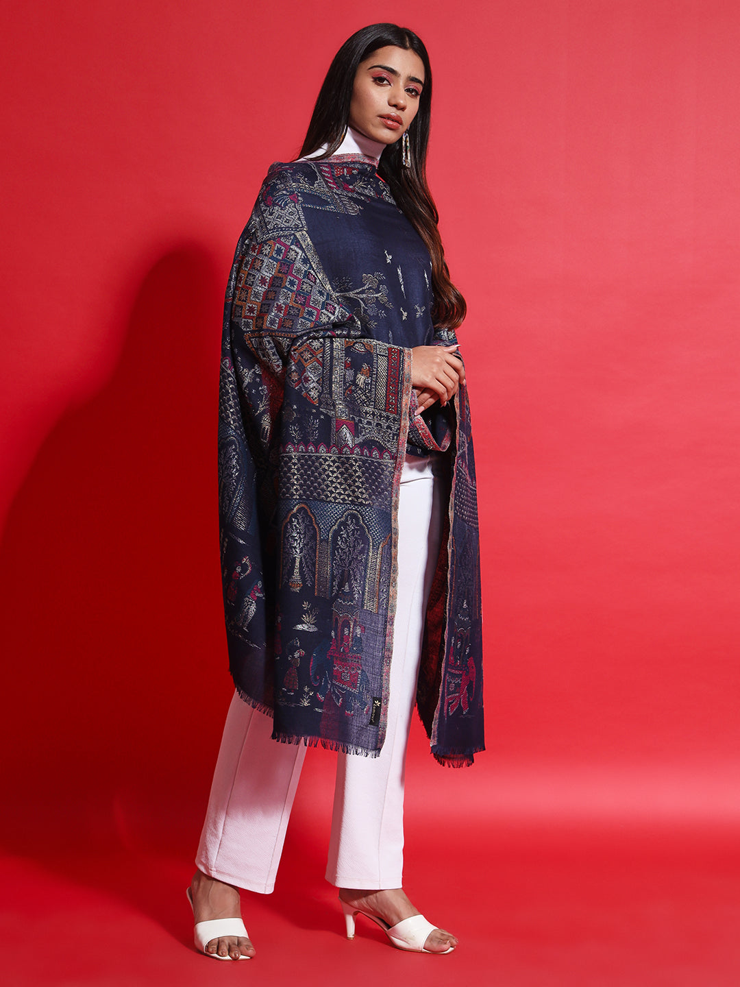 Kani Pure Wool Shawl for Women with Paisley Zari Pattern | Blue