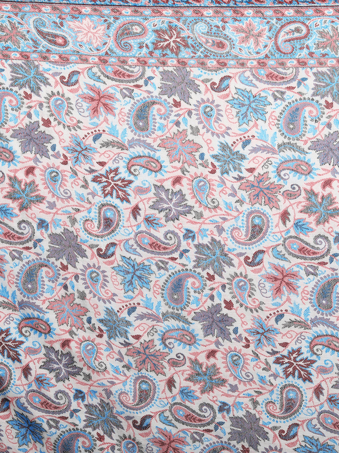 Kani Woven Shawl for Women in Paisley Design Weaving | White