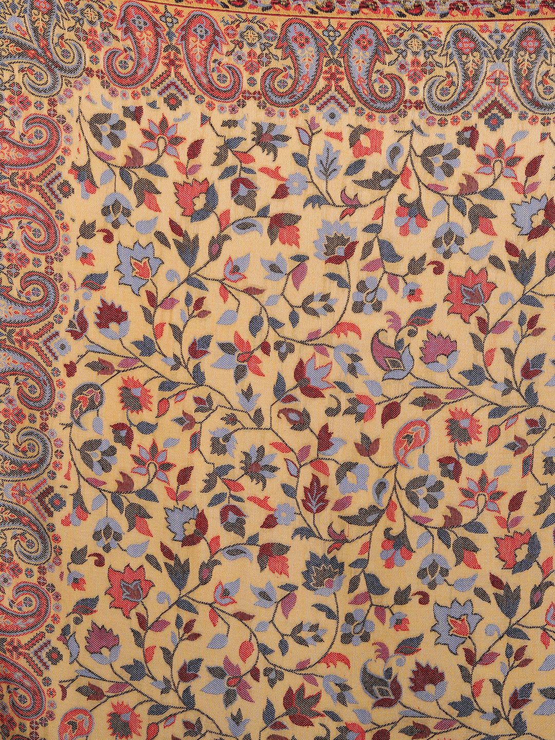 Kani Woven Shawl for Women in Paisley Design Weaving | Mustard
