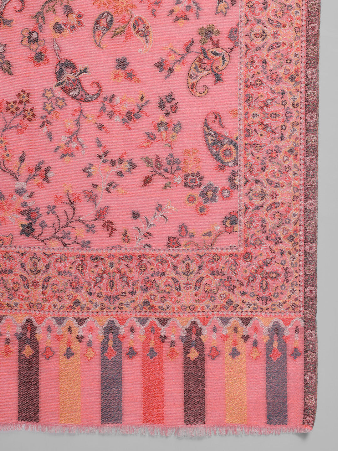 Kani Woven Shawl for Women in Paisley Design Weaving | Peach