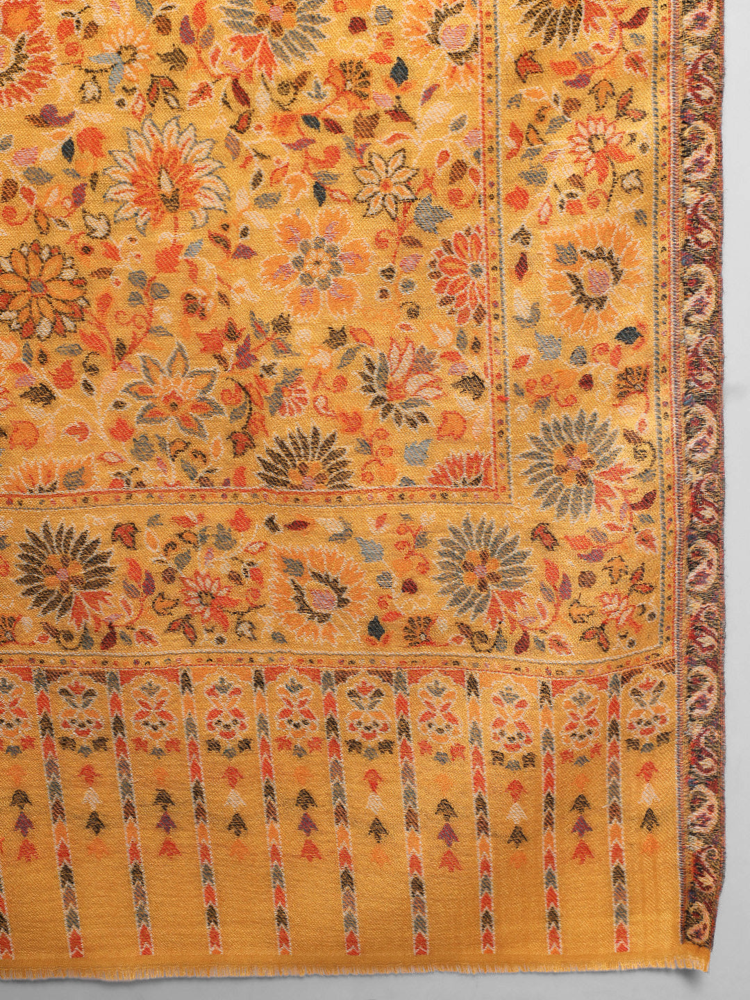 Kani Woven Shawl for Women in Paisley Design Weaving | Mustard