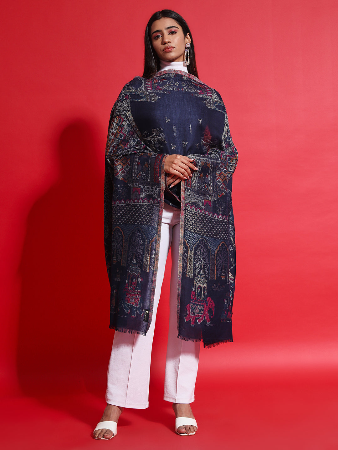 Kani Pure Wool Shawl for Women with Paisley Zari Pattern | Blue