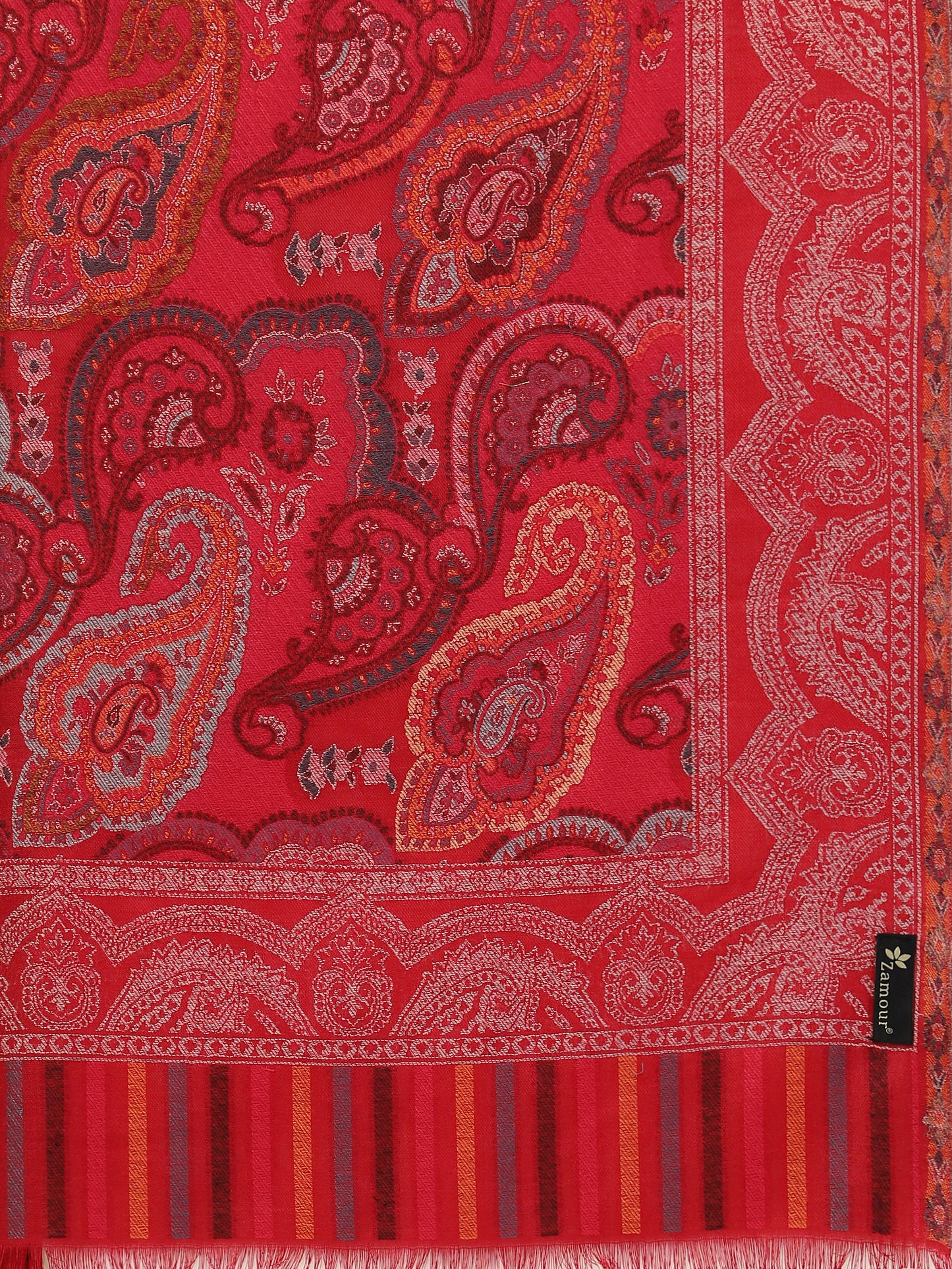 Kani Paisley Weave Pure Wool Shawl For Women | Maroon