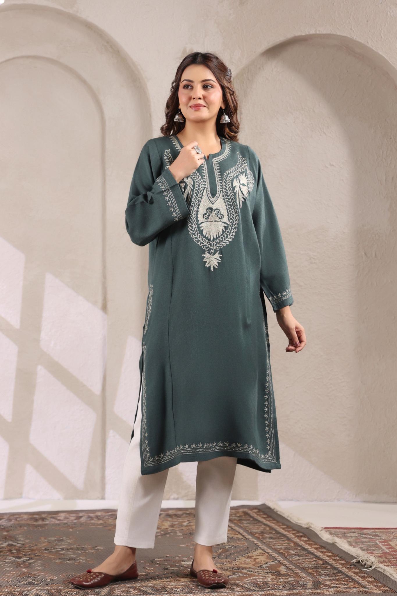 Kashmiri Pheran with Zari Embroidery | Grey