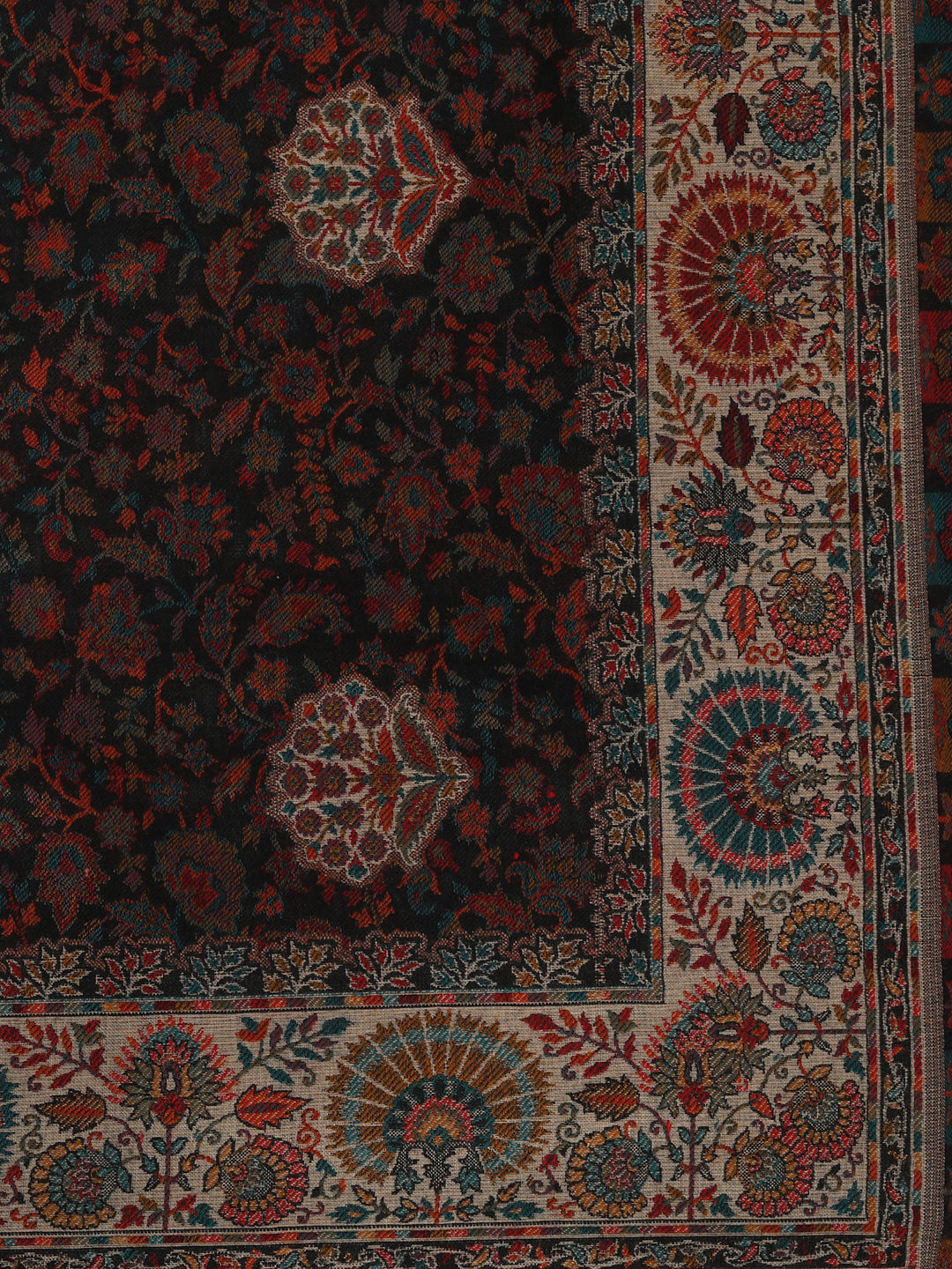 Kashmiri Kani Stole for Women in Paisley Jacquard Weaving | Black