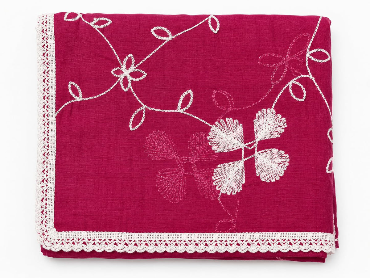 Pure Cotton Self Embroidery Dupatta for Men | Pink - view 6