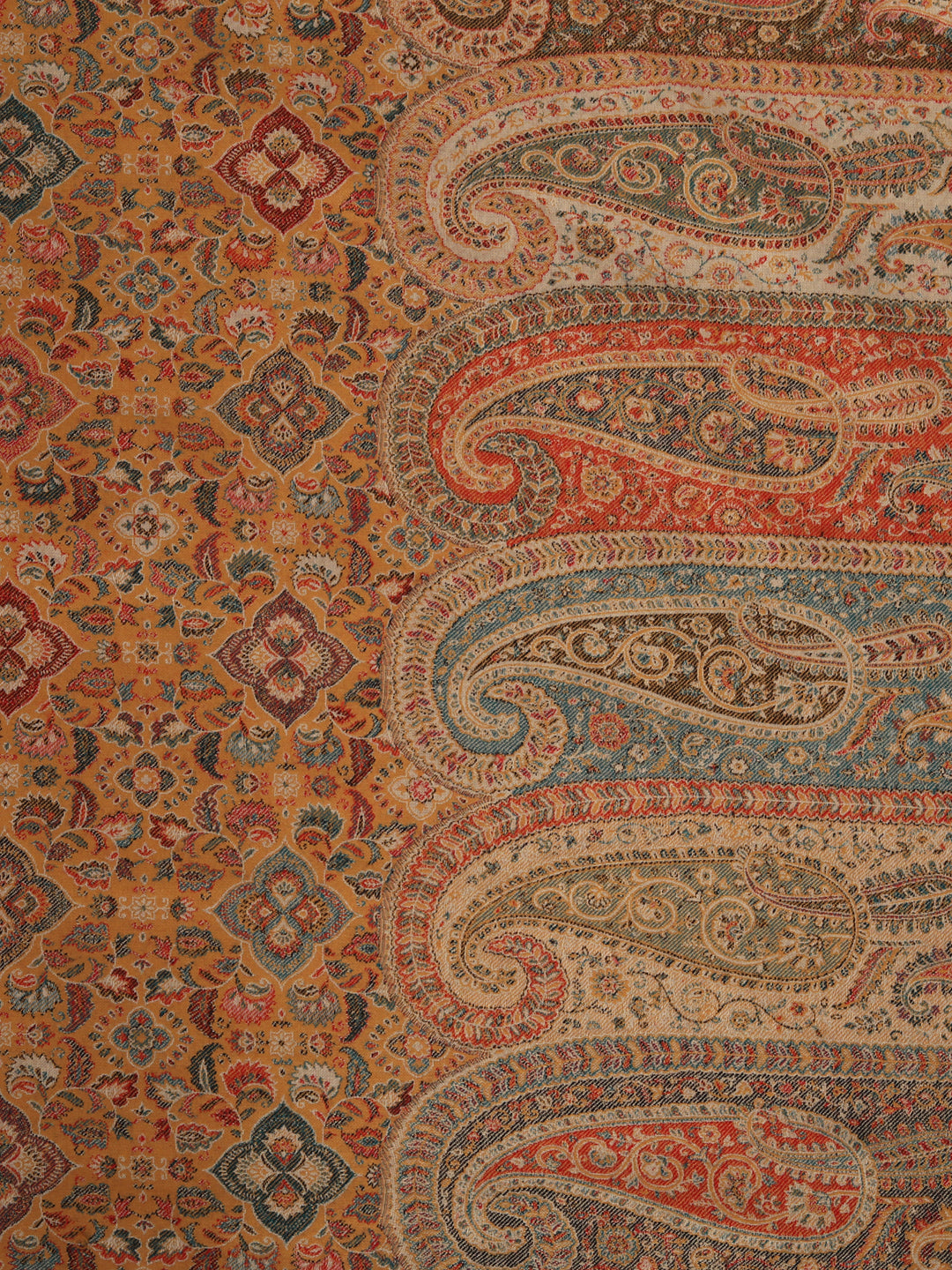 Kashmiri Kani Stole for Women in Paisley Jacquard Weaving | MustardKashmiri Kani Stole for Women in Paisley Jacquard Weaving | Mustard