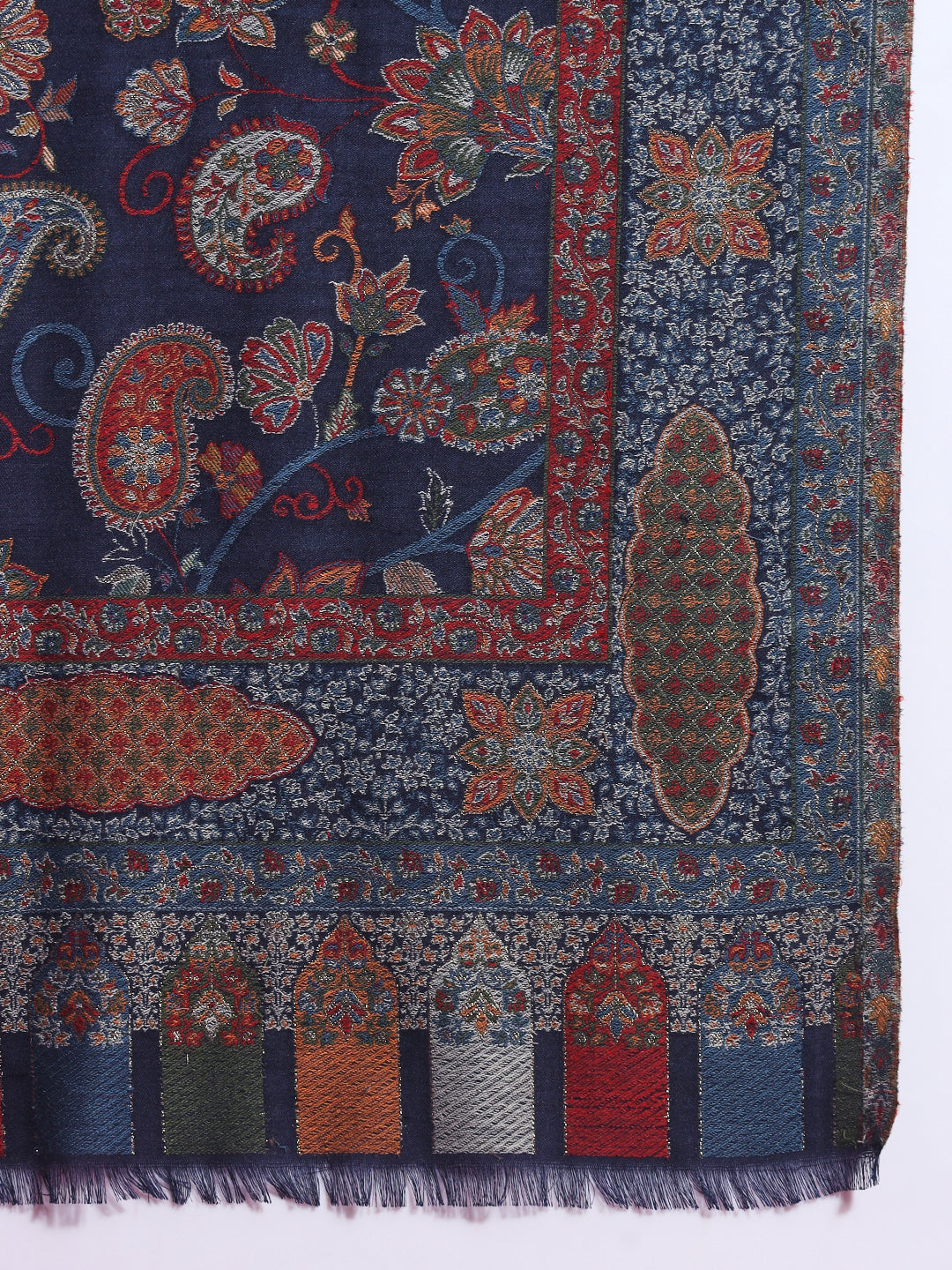 Kani Pure Wool Shawl for Women with Paisley Jaal Pattern | Blue