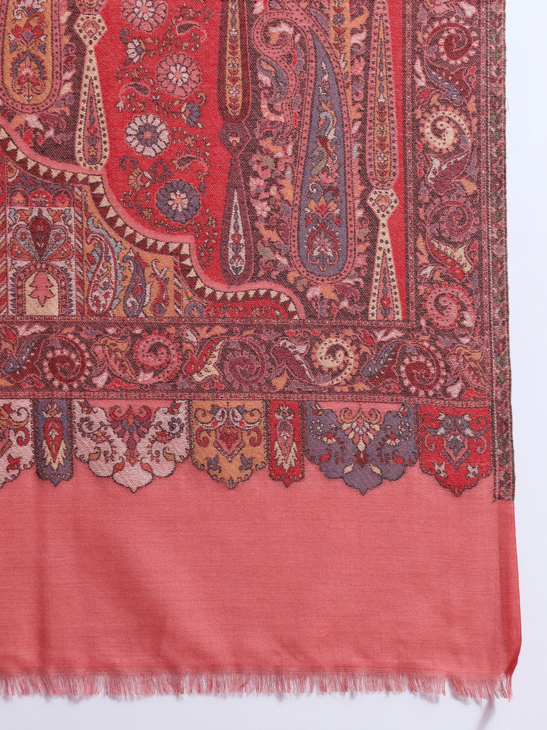 Kani Pure Wool Shawl for Women with Paisley Equisite Pattern | Peach