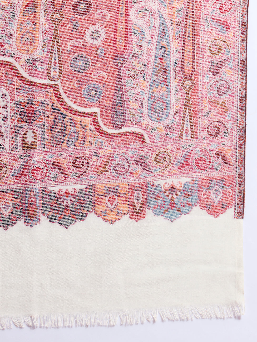 Kani Pure Wool Shawl for Women with Paisley Equisite Pattern | White