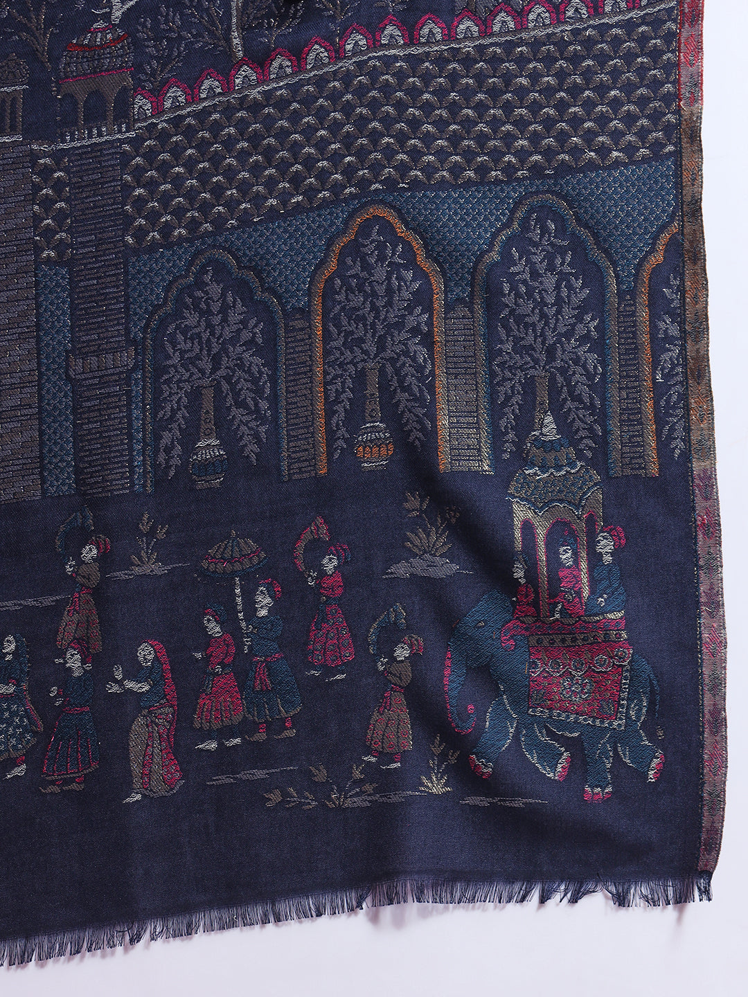 Kani Pure Wool Shawl for Women with Paisley Zari Pattern | Blue