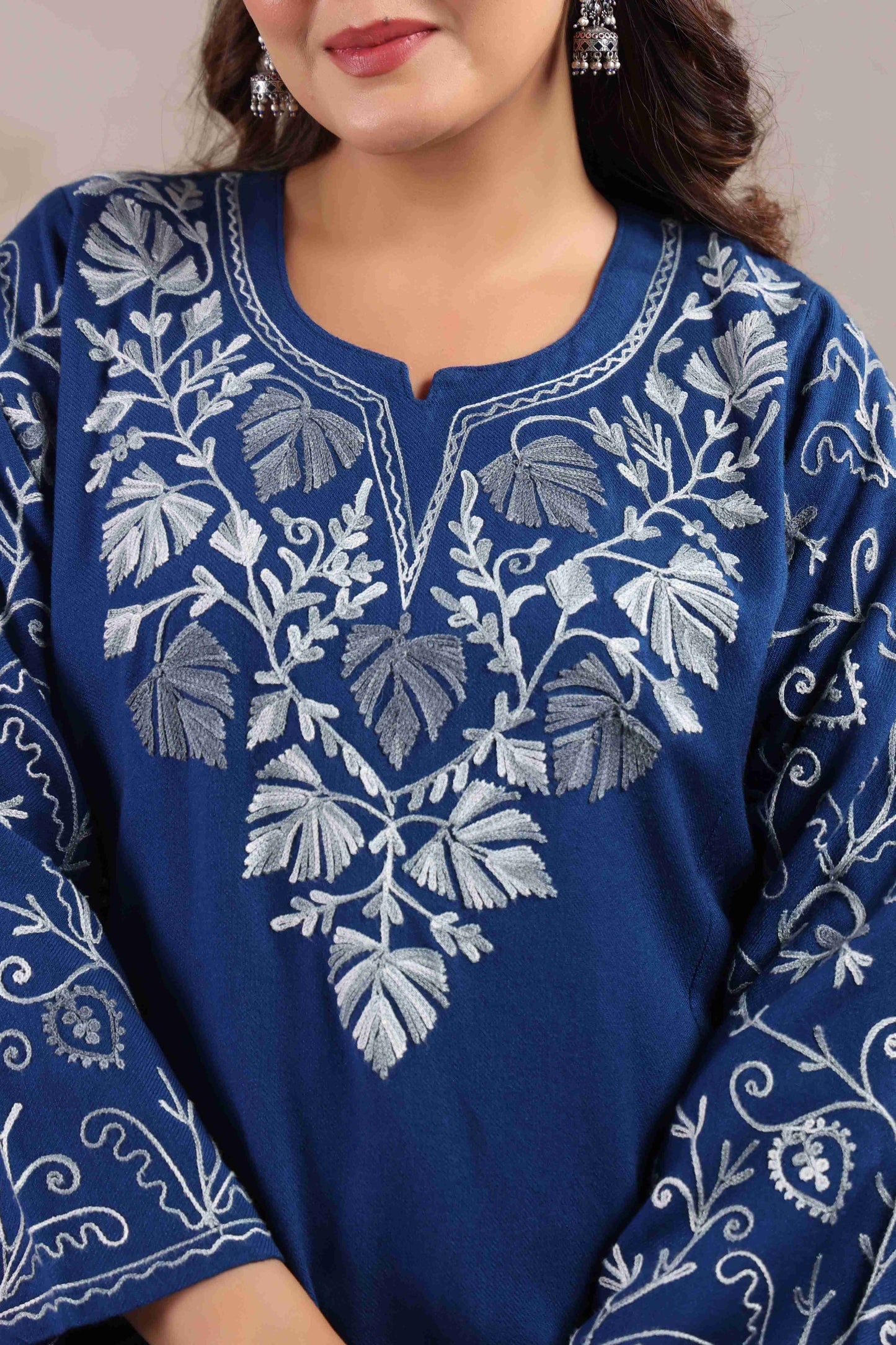 Chinar Embroidery Kashmiri Pheran | Blue