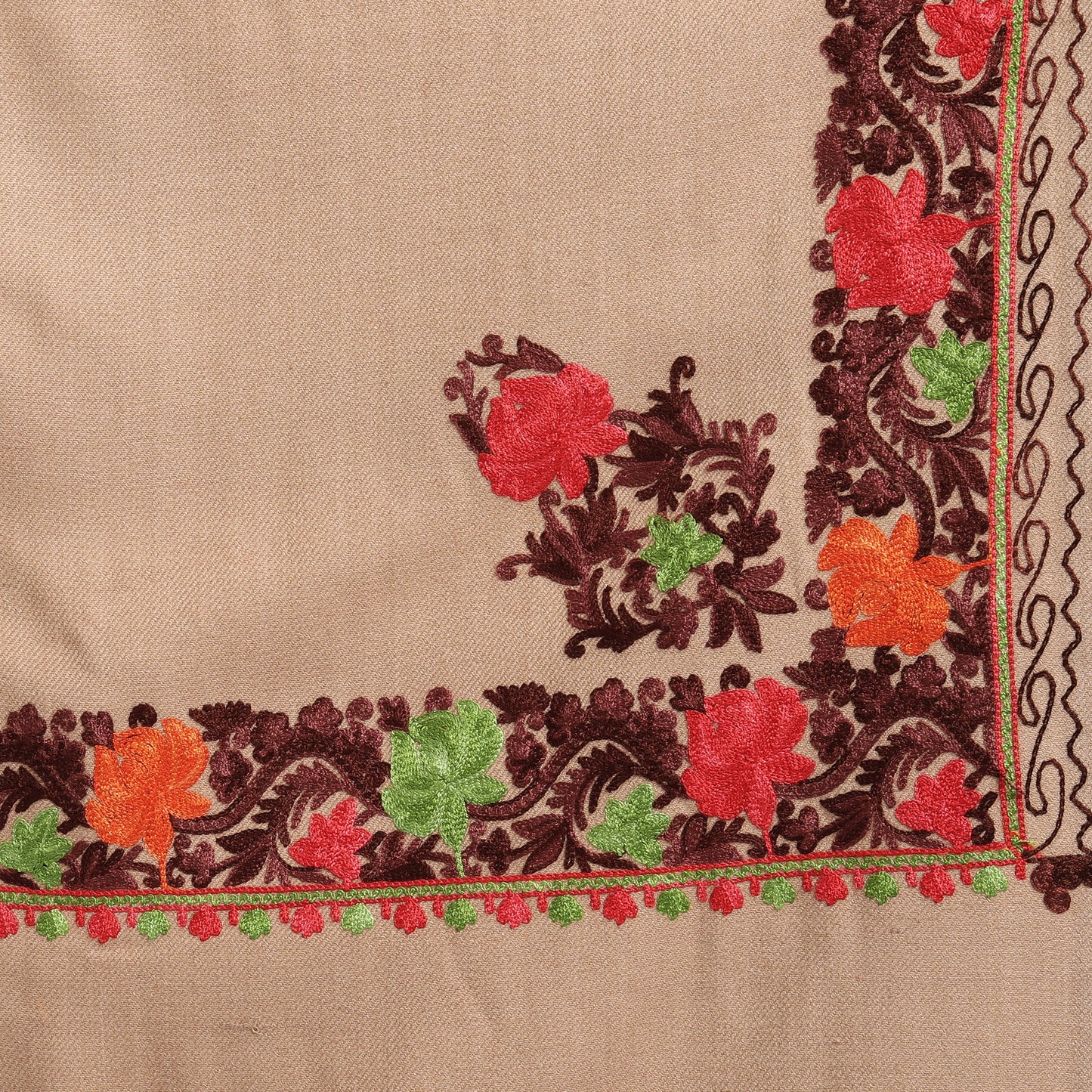 Women Aari Embroidered Stole | Brown