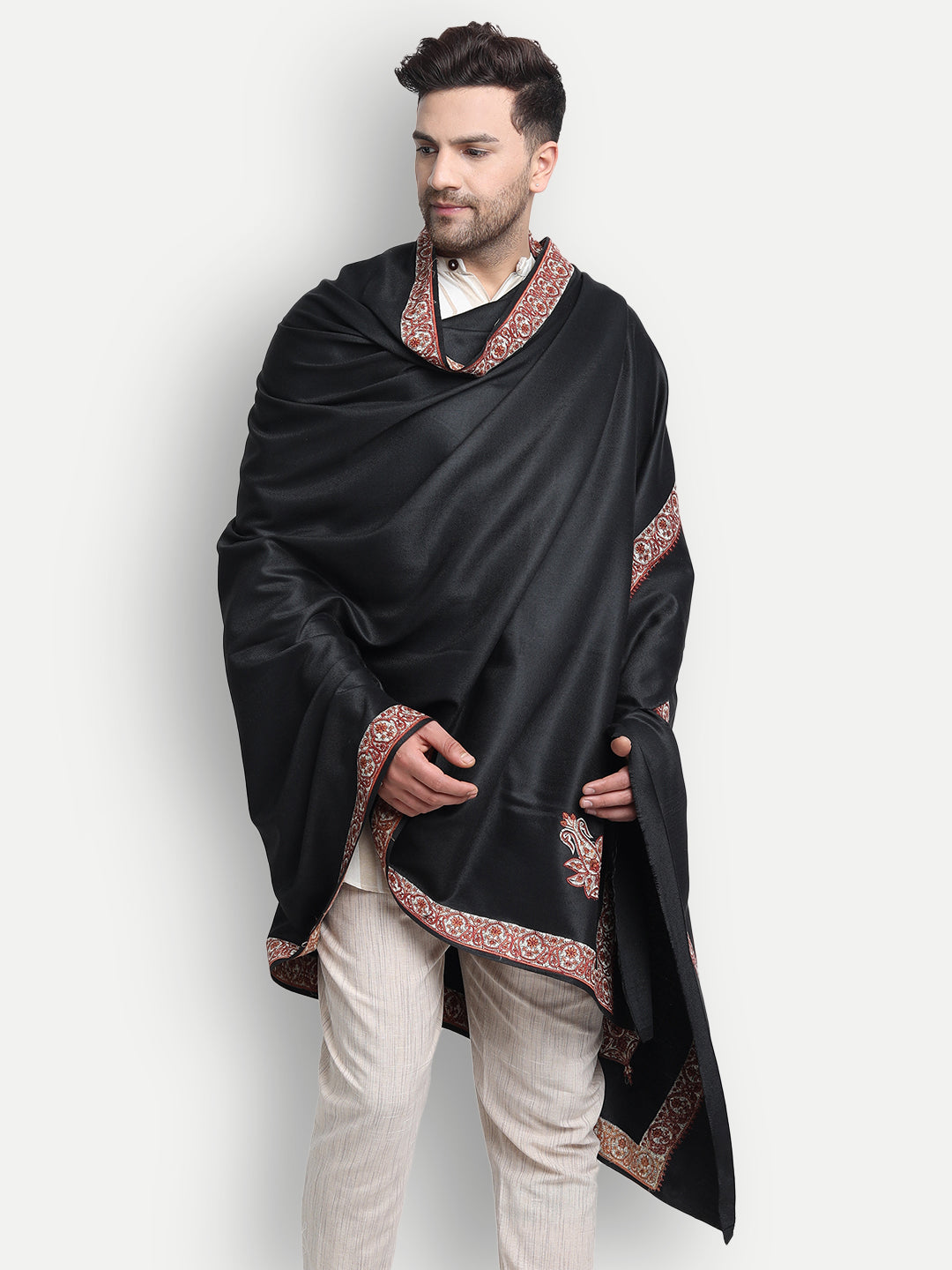 Traditional Lohi with Fine Needle Kashmiri Border | Large Size