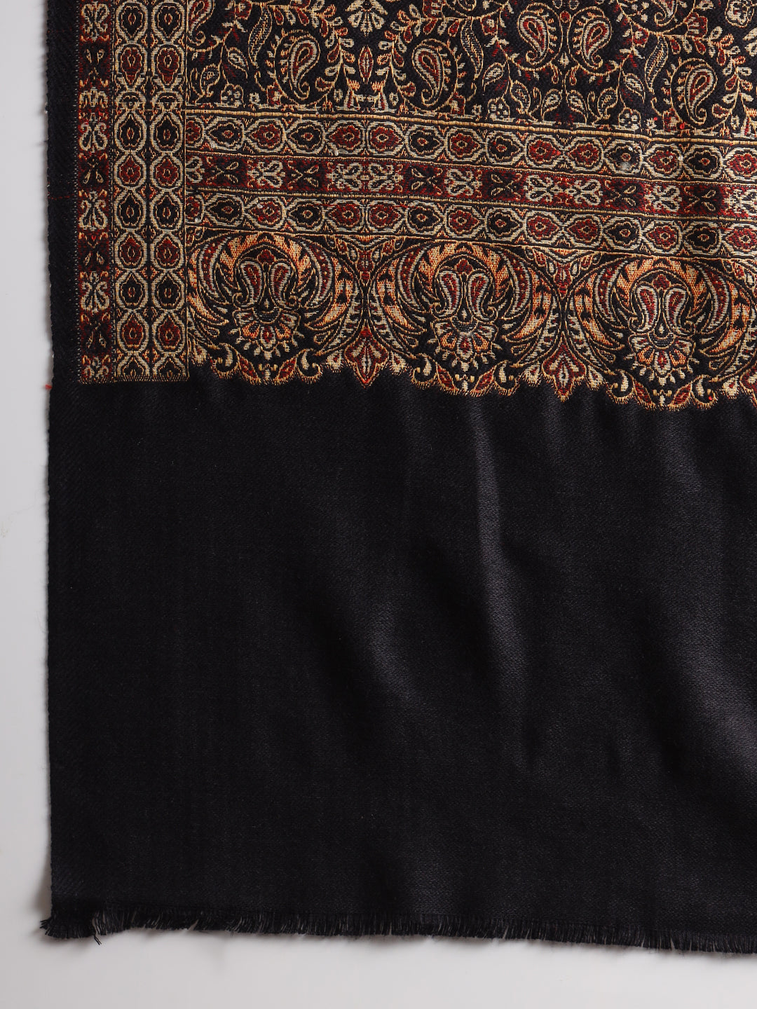 Woven Ethnic Jaal Pattern Shawl for Men | Black