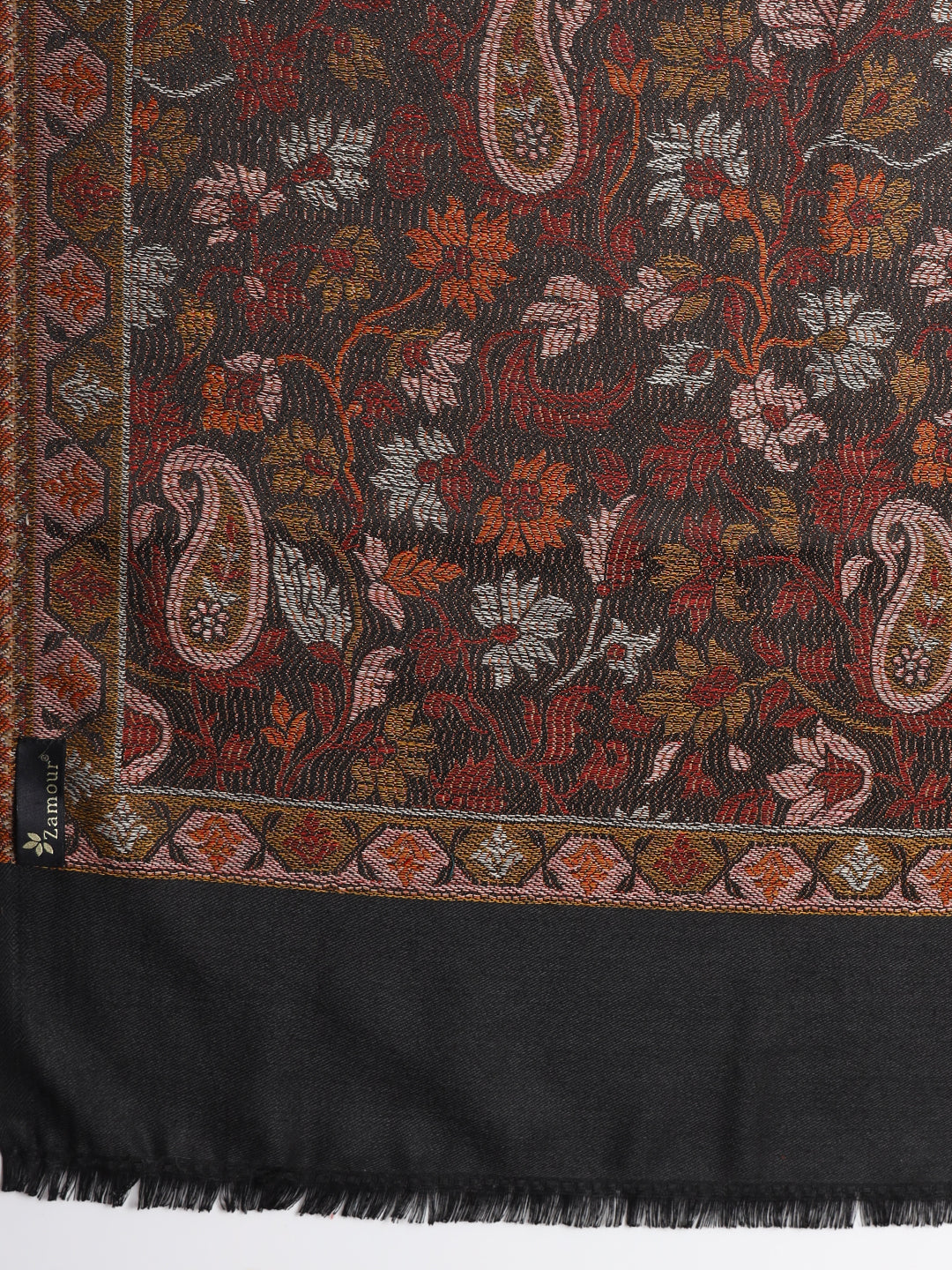 Kani Weave Paisley Pure Wool Shawl for Men | Black