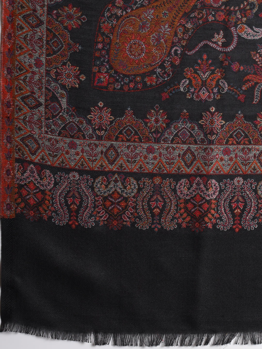Kani Weave Paisley Pure Wool Shawl for Men | Black
