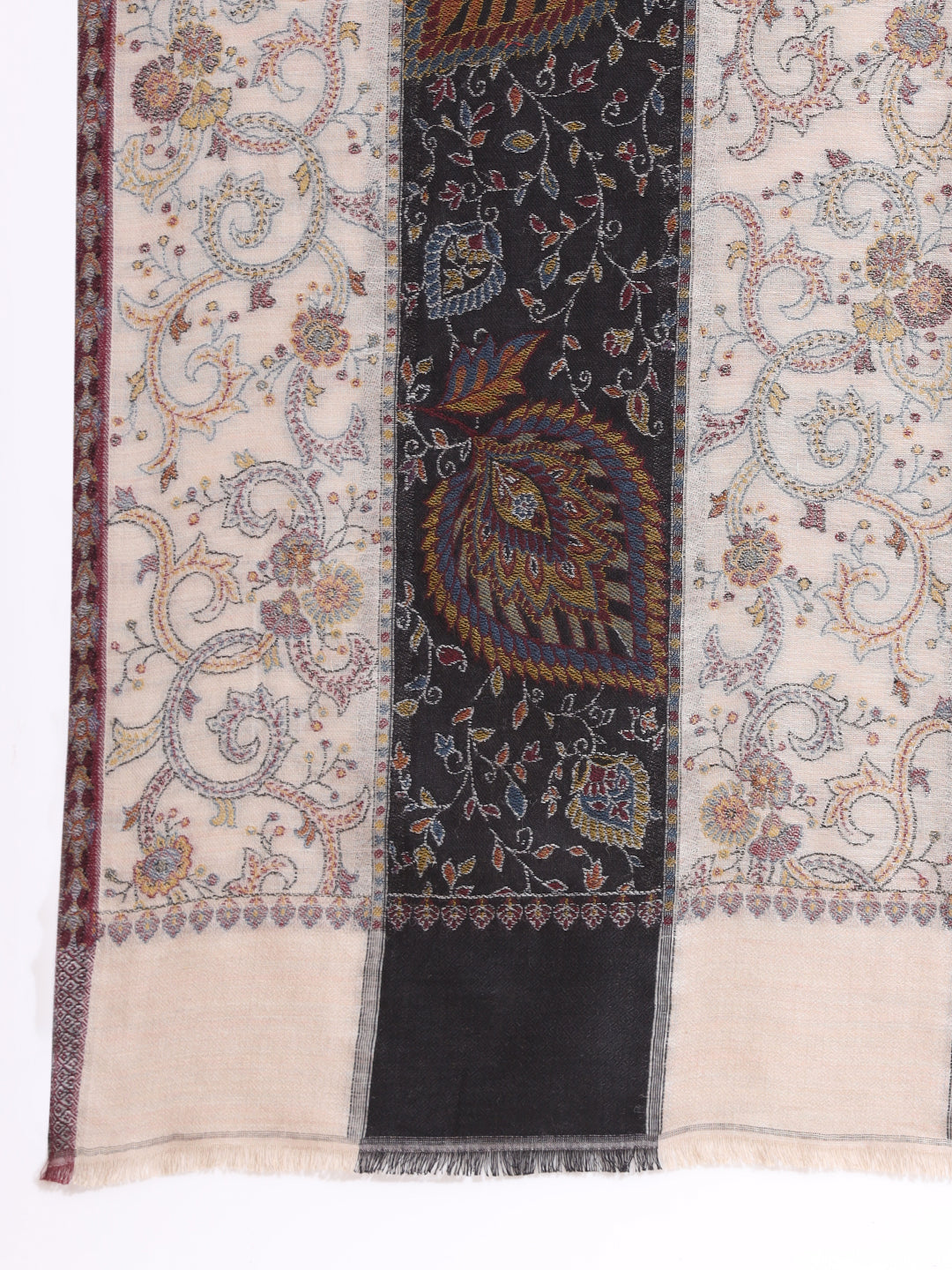 Kani Weave Two Tone Pure Wool Shawl for Men | Black