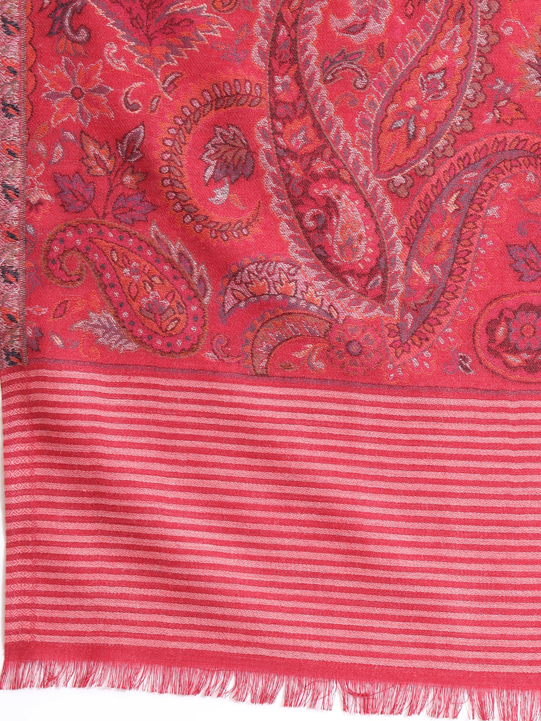 Kani Weave Woven Border Pure Wool Shawl for Men | Maroon