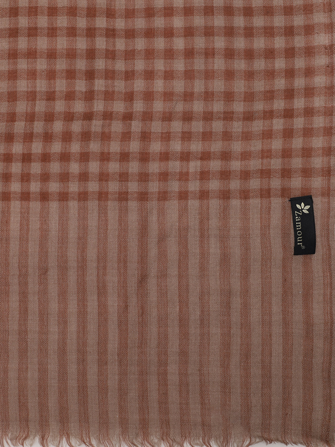 Women Pure Wool Woven Checks Soft Touch Stole | Brown