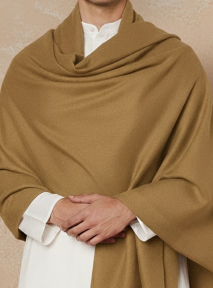 Men Lightweight Solid Color Warm Stole | Beige