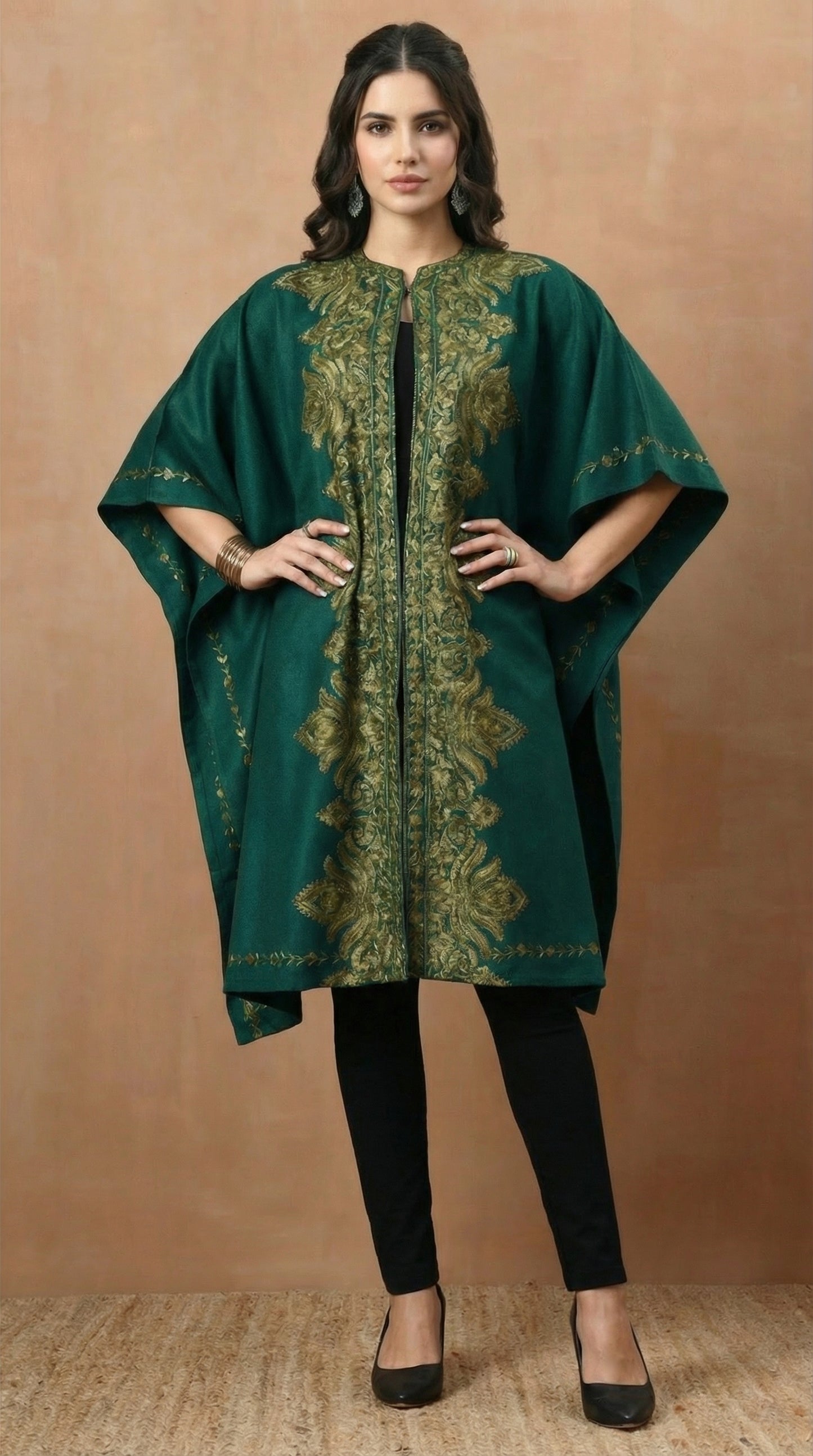 Floral Aari Embroidery Green Pheran Shrug - view 7
