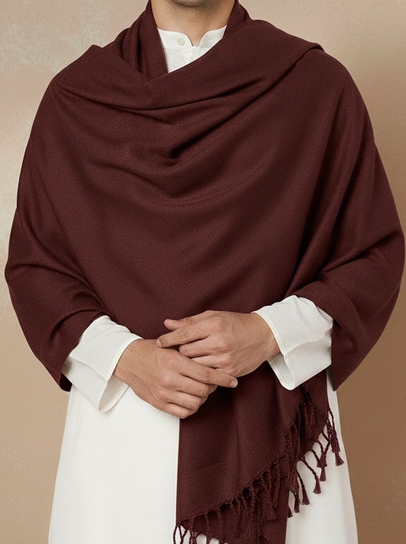 Men Lightweight Solid Color Warm Stole | Brown