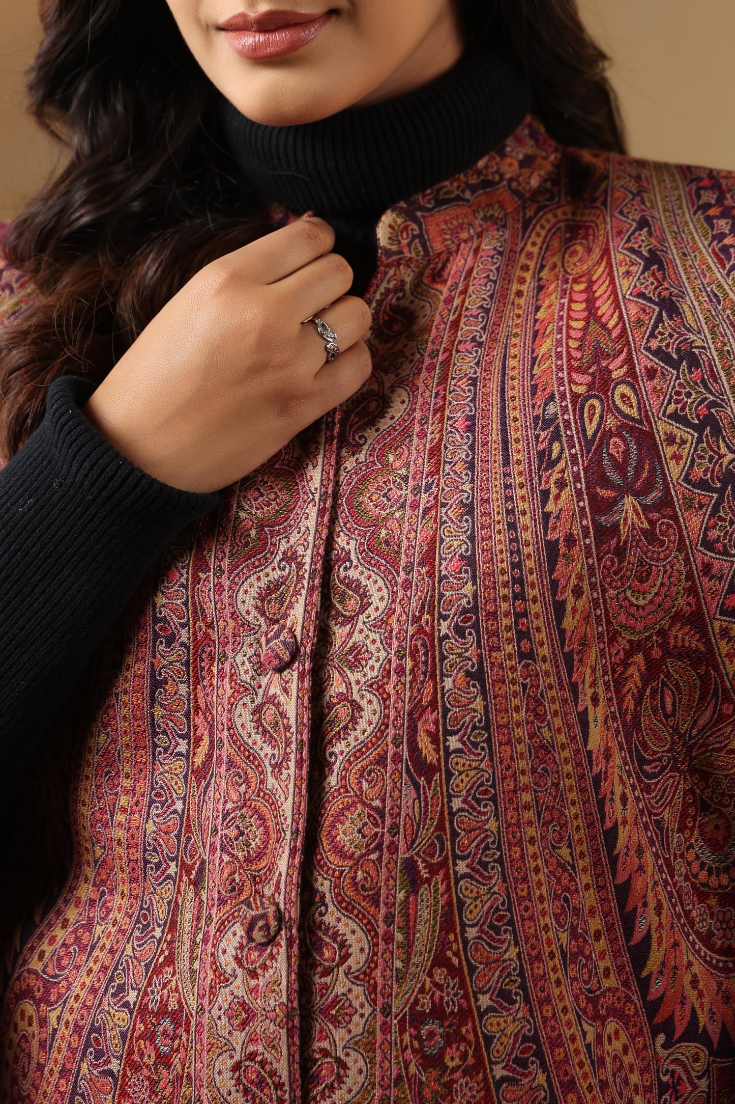Women's Royal Designer Paisley Weave Cape Jacket | Multicolour