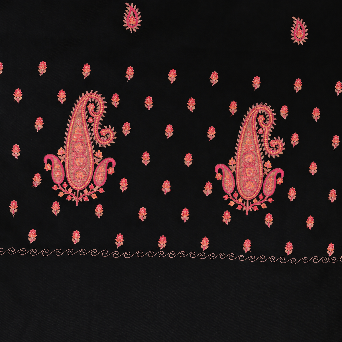 Fine Embroidery Paper Mache Kashmiri Wool Shawl for Men | Black - view 6