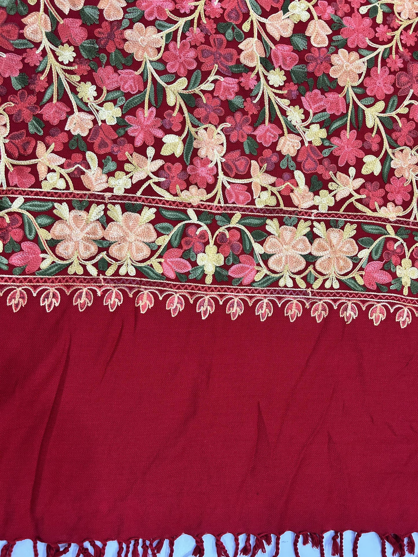 Kashmiri Aari Embroidery Woollen Stole for Women | Red - view 4