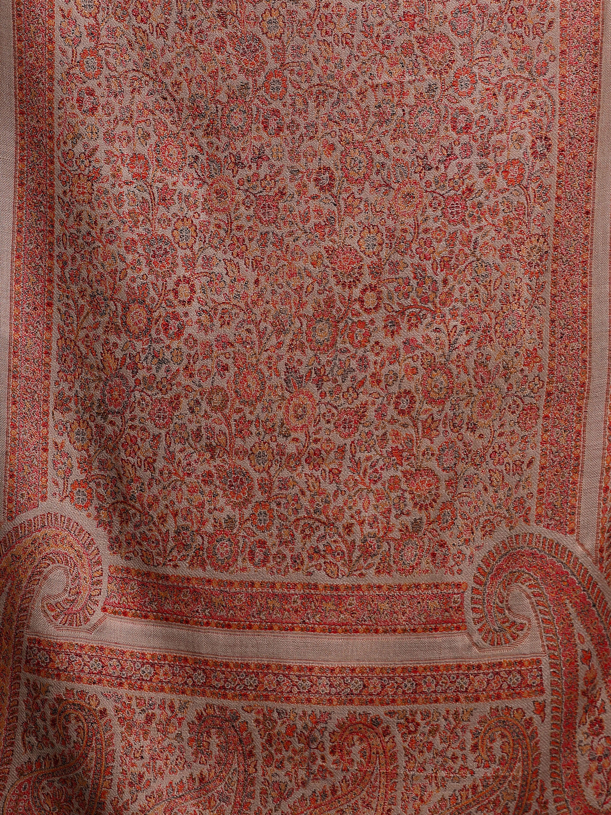 Kashmiri Kani Stole for Men in Floral Weaving | Brown - view 6