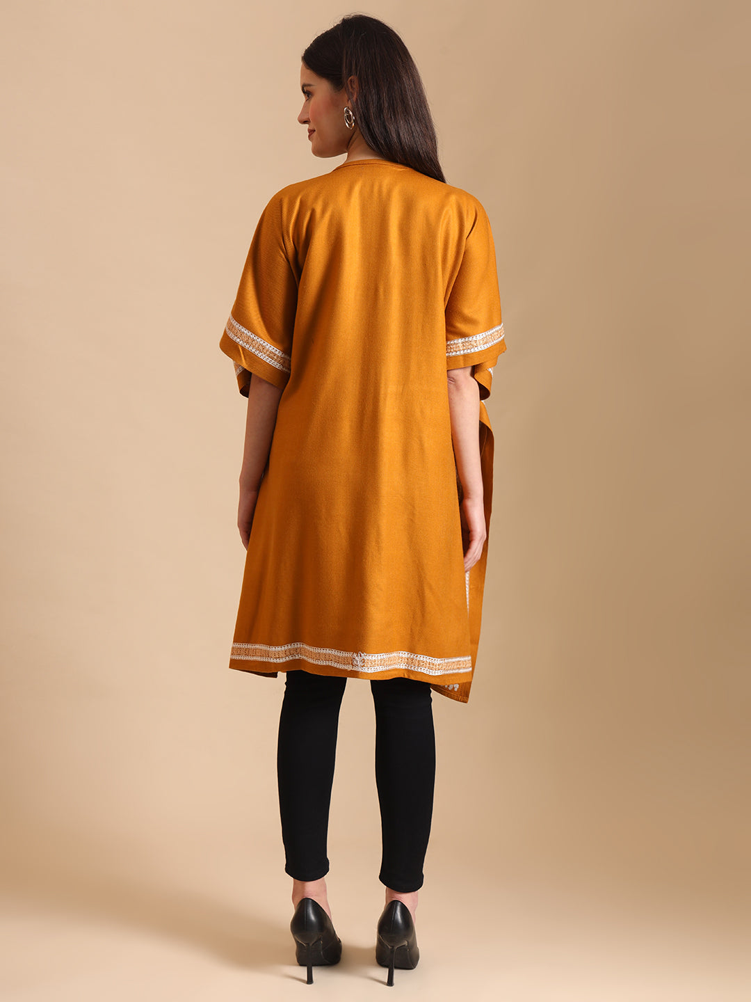 Paisley Embroidery Mustard Pheran Shrug