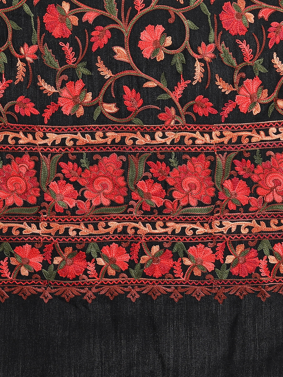 Kashmiri Aari Embroidery Woollen Stole | Black