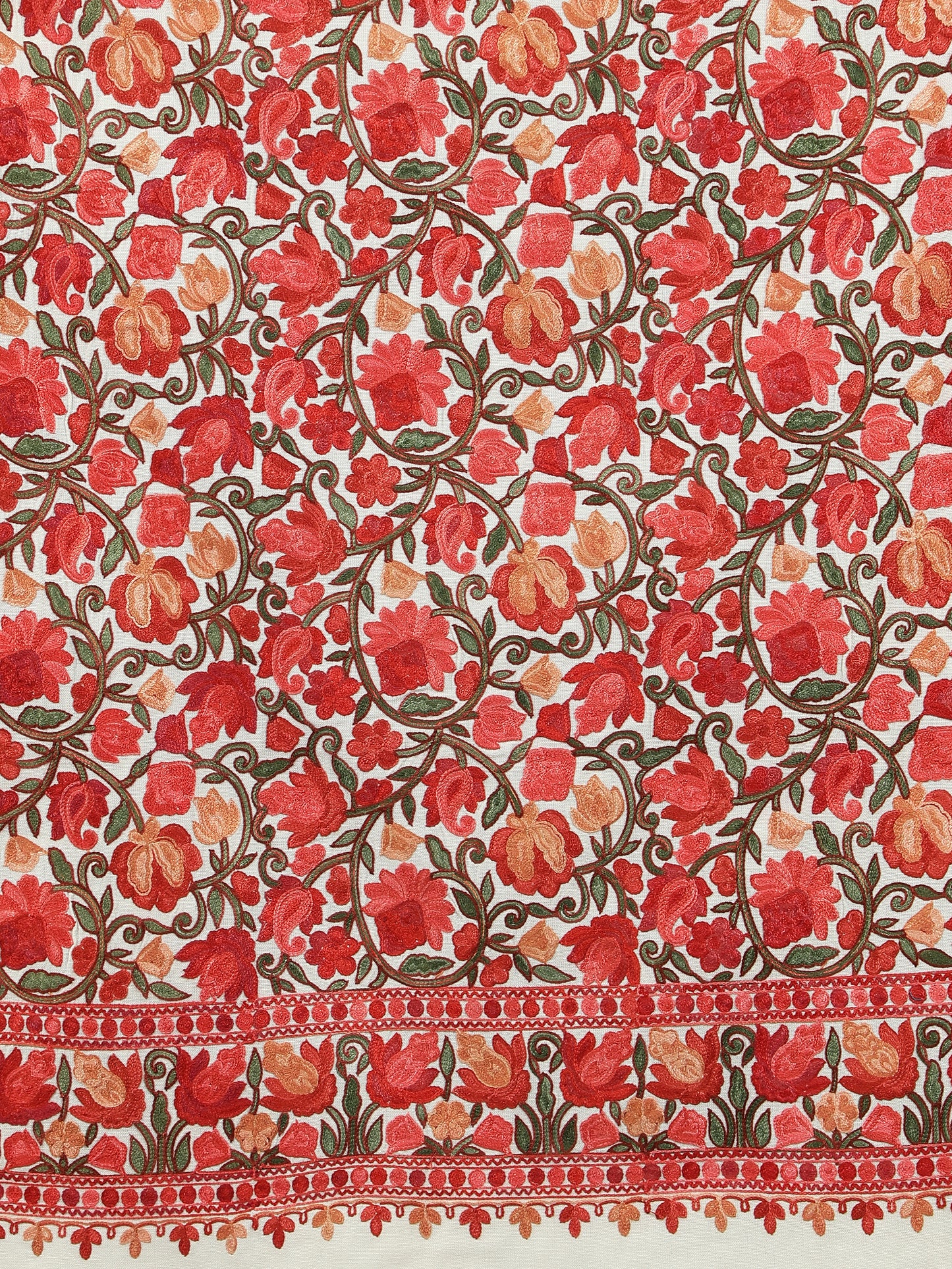 Kashmiri Aari Embroidery Woollen Stole | Off White