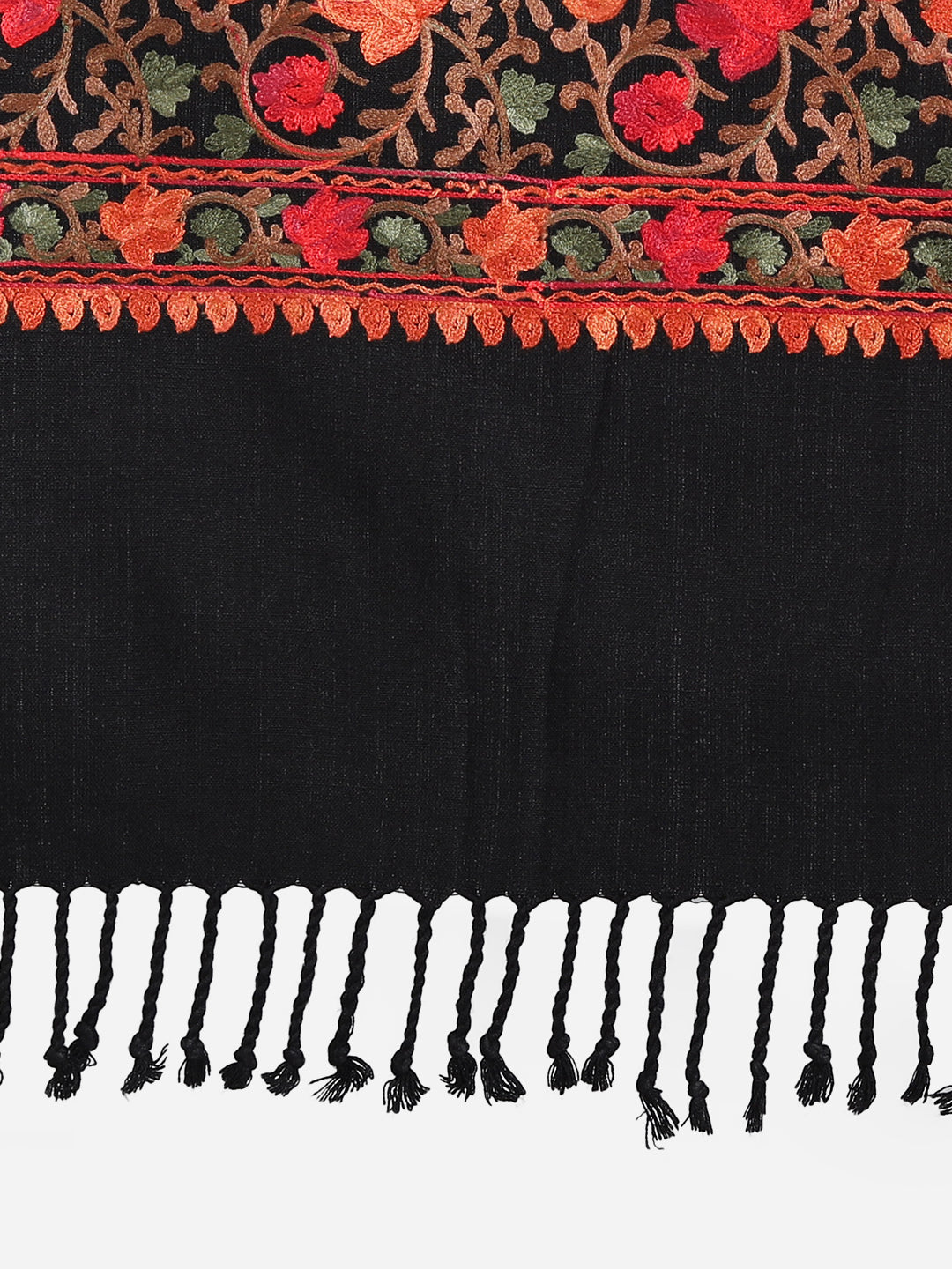 Punjabi Stole with Kashmiri Aari Jaal Embroidery | Black