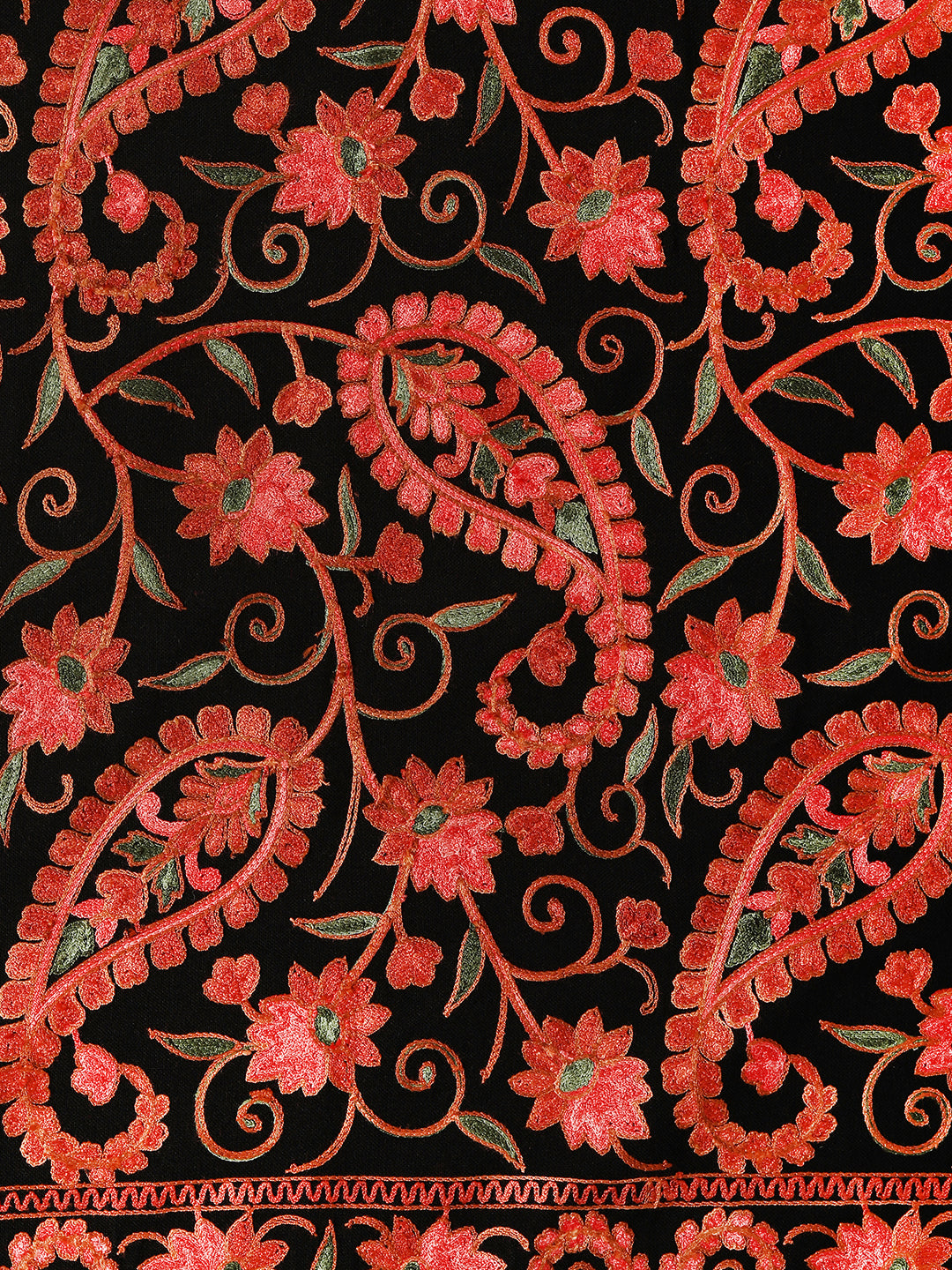 Kashmiri Aari Embroidery Woollen Stole | Black